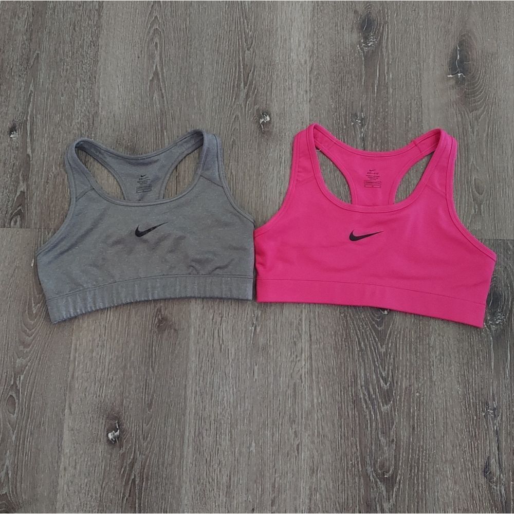 Nike Women's Sports Bra Set - Pink and Gray - Medium